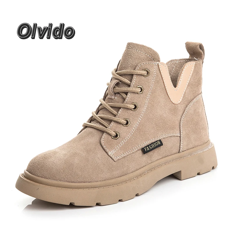 

2022 Woman Martin Boots Black Lace-Up Cow Suede Winter Women's Leather Ankle Boots Brown Chunky Heels Oxfords Women Autumn Shoes