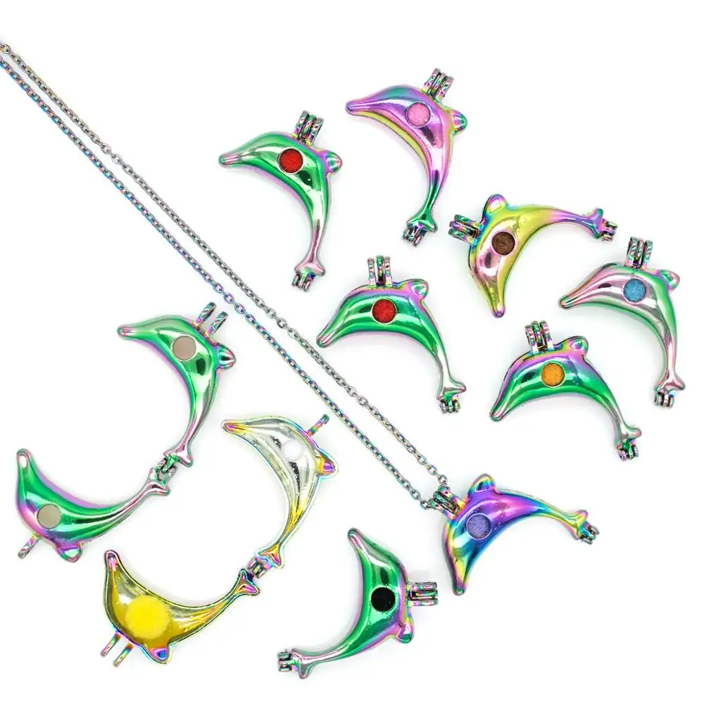 REYOW 10 шт многоцветный Дельфин жемчужные клетки бусины медальон кулон для
