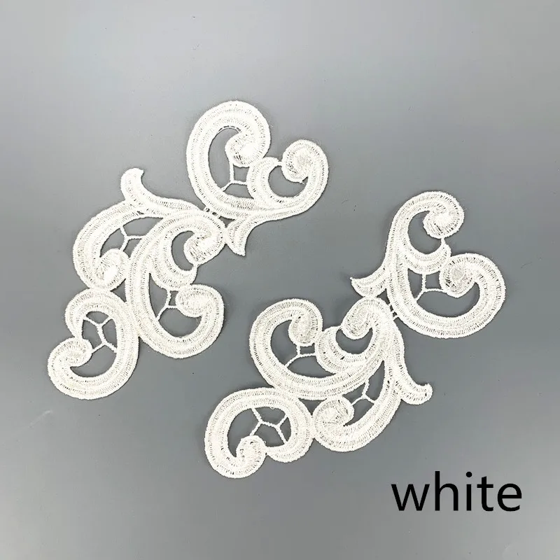 white Zsbszc DA89 белый черный вышитый цветок кружевные нашивки-аппликации воротник торжественное платье аксессуары для торжеств ткань 17 см* 9 см, партия из 5 пар - Цвет: white