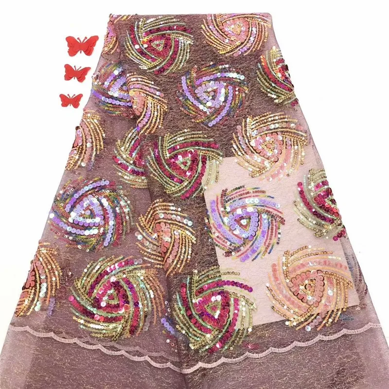 2020 новейшее французское кружево с блестками оранжевая ткань высокого качества