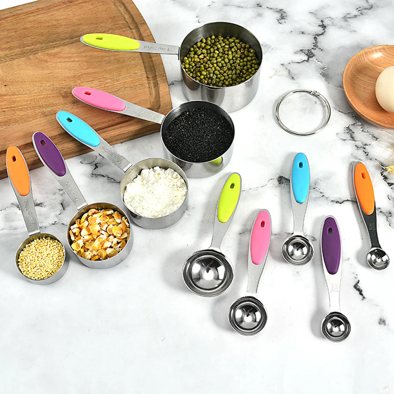 

Набор измерительных ложек и чашек Faroot, измерительные инструменты из нержавеющей стали для сухих и жидких ингредиентов, посылка из 10 штук
