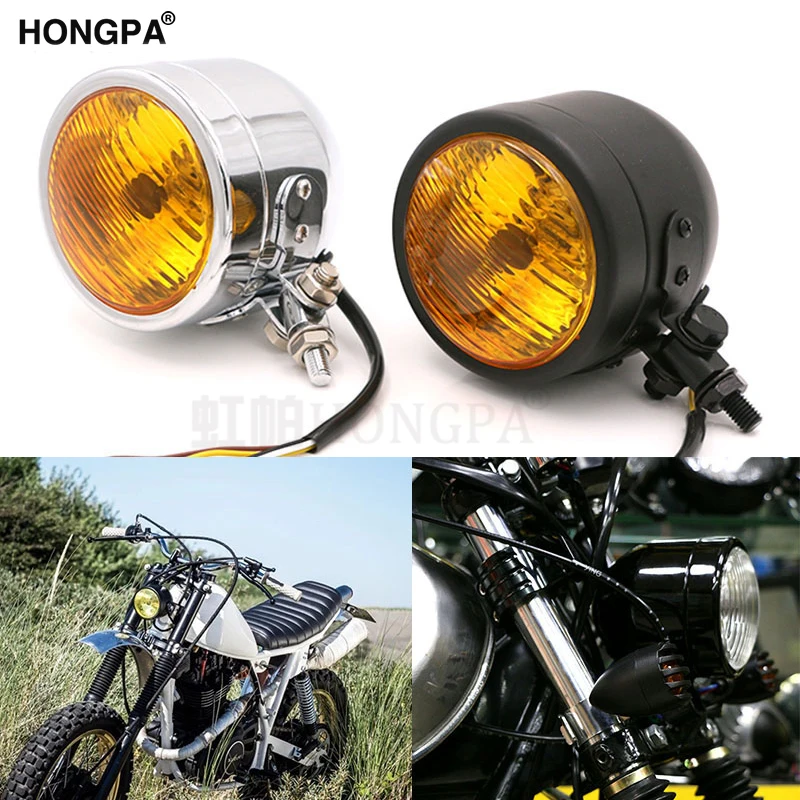 Мотоцикл винтажный на заказ фары противотуманные HS1 12V 35W передние лампы универсальные для CB Streetfighter Cafe Racer Bobber Chopper включены.
