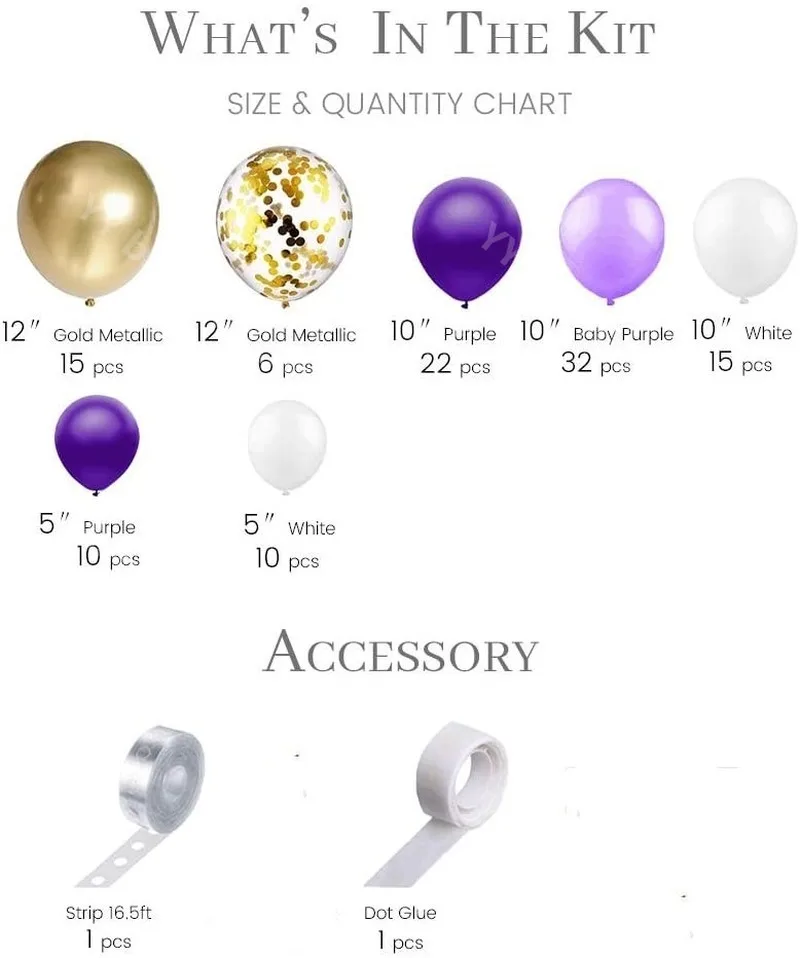 Фиолетовый Шар Комплект гирлянды латексные шары с золотыми конфетти Декор в виде