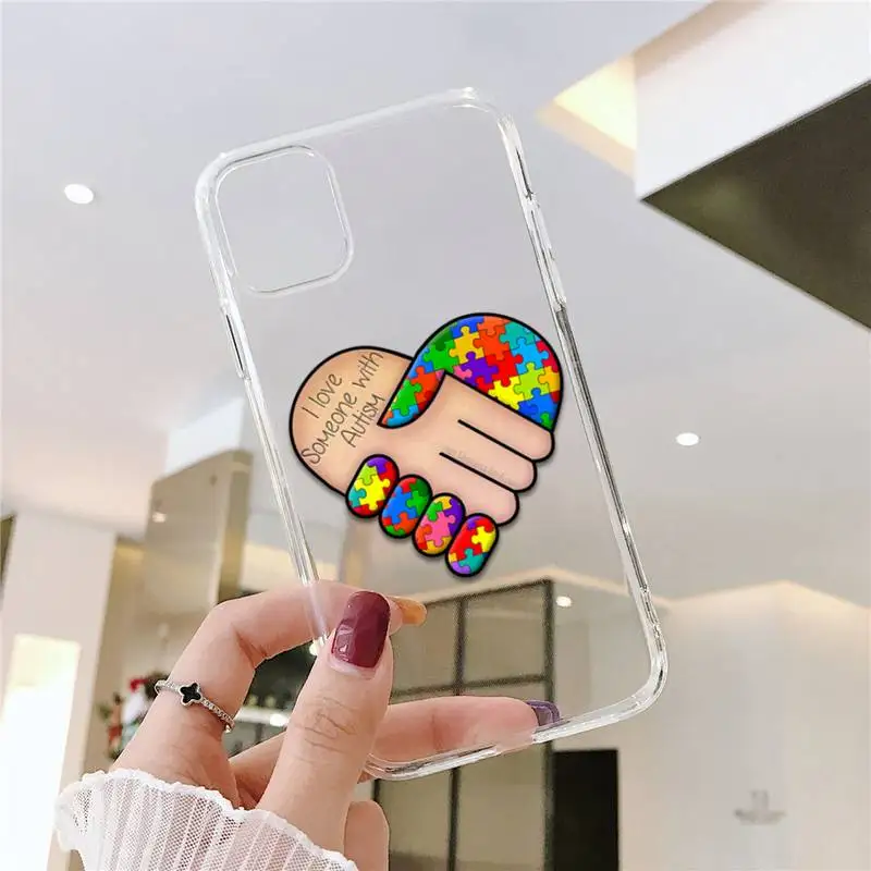 

Puzzle Autism Awareness Phone Case For iphone 12 11 8 7 6s 6 5 5s 5c se plus mini x xs xr pro max Transparent soft