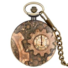 Часы наручные кварцевые в стиле стимпанк, Модные Винтажные круглые, с бронзовым циферблатом, с циферблатом, с цепочкой на шею, для мужчин и женщин, 7 видов