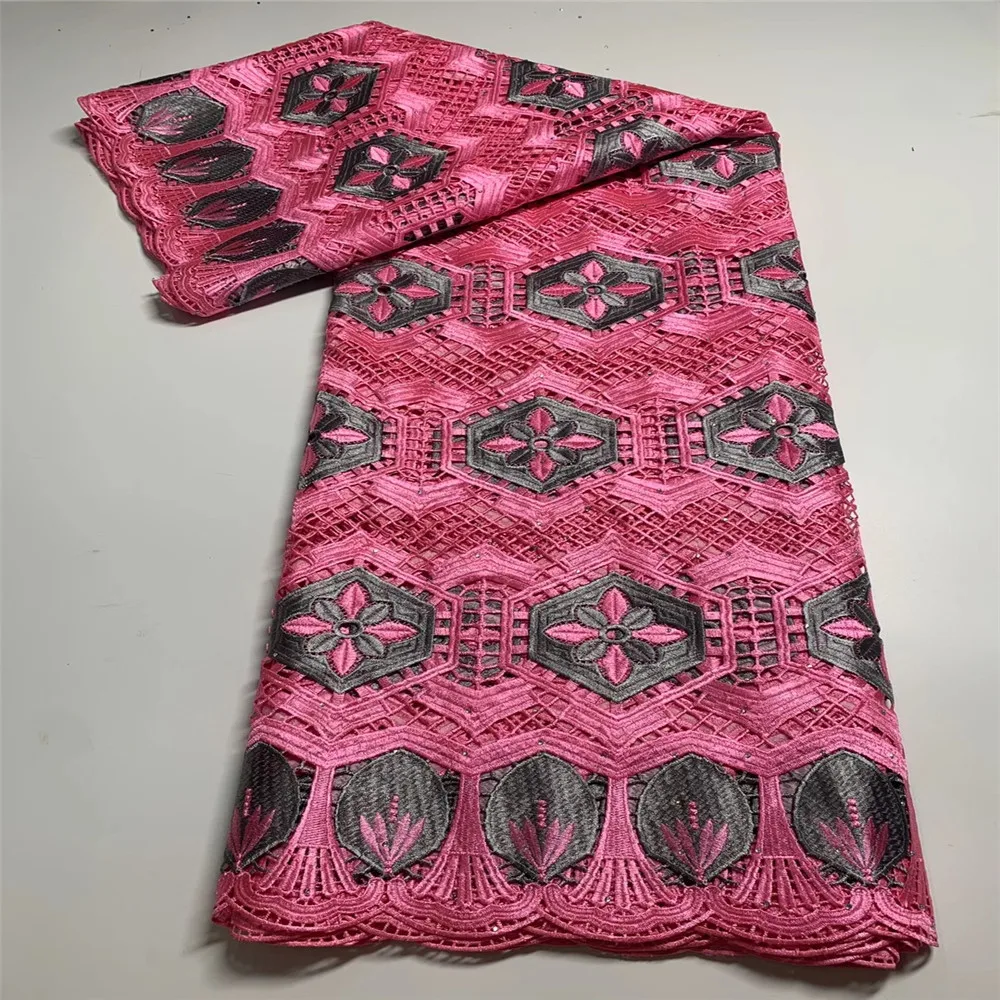

Latest Guipure Lace Cord Lace Embroiderey French African velvet Lace Fabric High Quality Nigeria Lace Fabric For Wedding DFS146