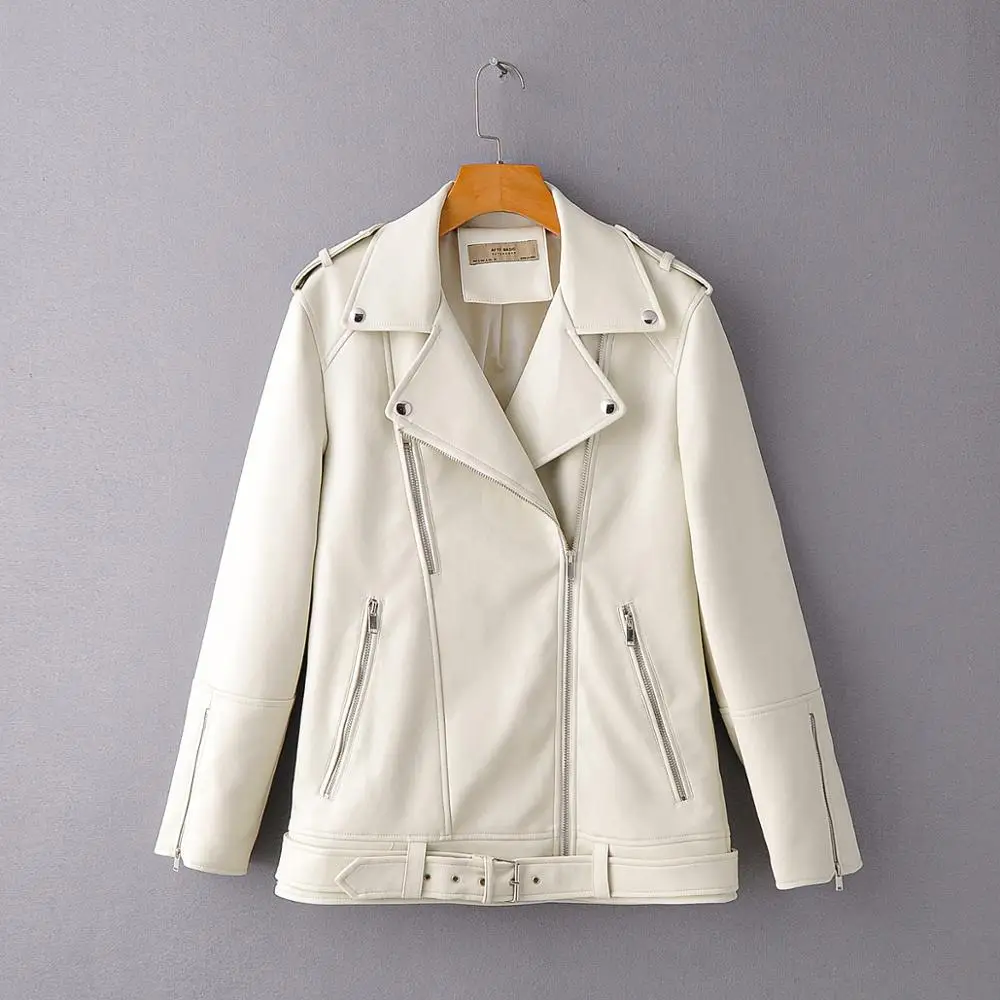 Женская куртка из искусственной кожи Повседневная Свободная мягкой в байкерском