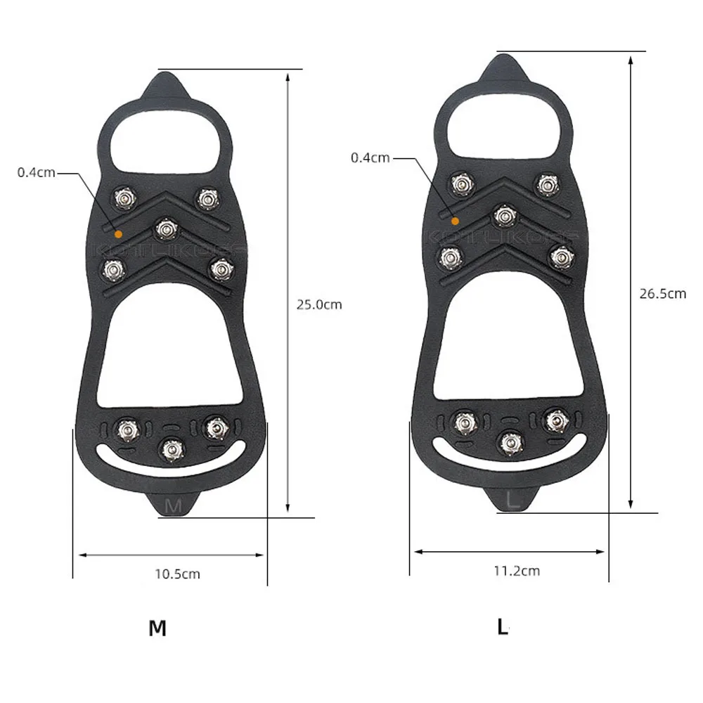 KOTLIKOFF 8 Studs Anti-Skid Ice Gripper Spike Winter Climbing Anti-Slip Snow Spikes Grips Cleats Over Shoes Covers Crampon images - 5