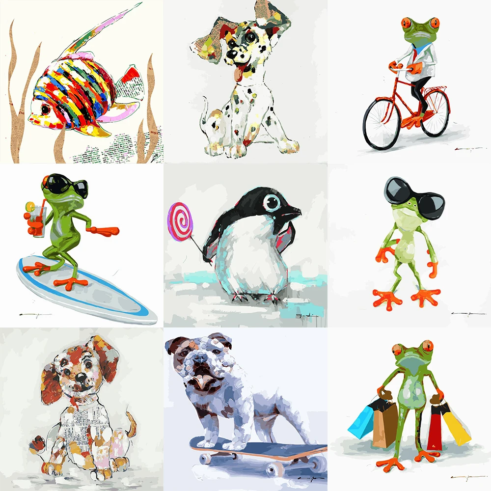 

DIY By Number Painting Funny Animal Pictures Adult Children By Number Coloring Canvas Poster Bedroom Kindergarten Decoration