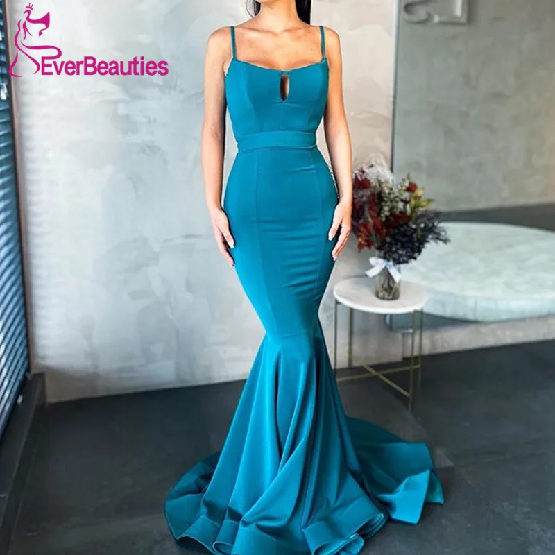 

Mermaid Prom Dresses Long 2020 вечерние платья Satin Women's Spaghetti Straps suknie wieczorowe Evening Dresses