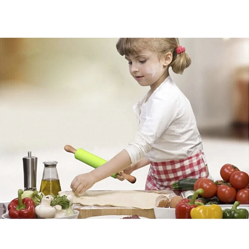 Силикагель роликовый штифт с твердой деревянной ручкой антипригарный пищевой