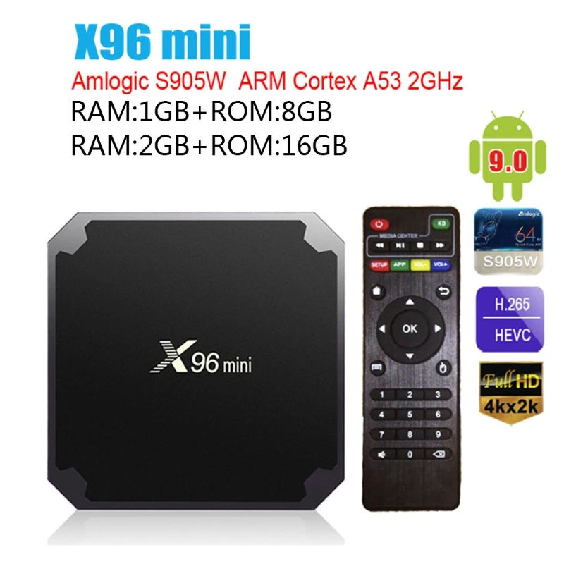 

And roid 9.0 X96 mini Smart TV BOX S905W Quad Core Support 2.4G Wireless WIFI Media box Set-Top Box