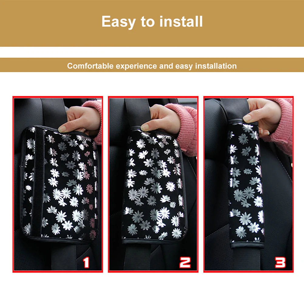 

2PCS Car Seat Belt Shoulder Pads for Jeeps Car Trunks SUVs Airplanes Cute Chrysanthemum Interior Car Accessories for Women