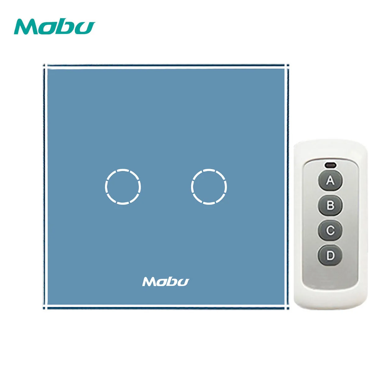 Blue Y602B Mobu EU/UK стандартный настенный светильник сенсорный выключатель, использовать с пультом дистанционного управления 2Gang 1-way переключатель с дистанционным управлением - Цвет: Blue Y602B