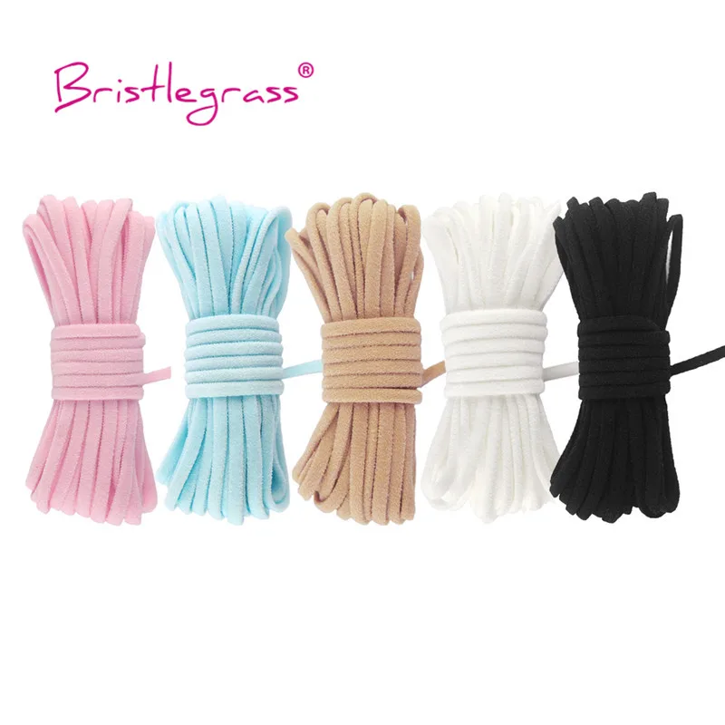 

BRISTLEGRASS 5 Yard 1/8" 3mm Nylon Skinny Flat Elastic Cords Tube Ropes Spandex Band String Tape Face Cover Ear Loop Sewing Trim
