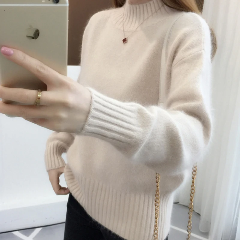 PEONFLY корейский стиль женские свитера и пуловеры 2019 зима свободная вязаная