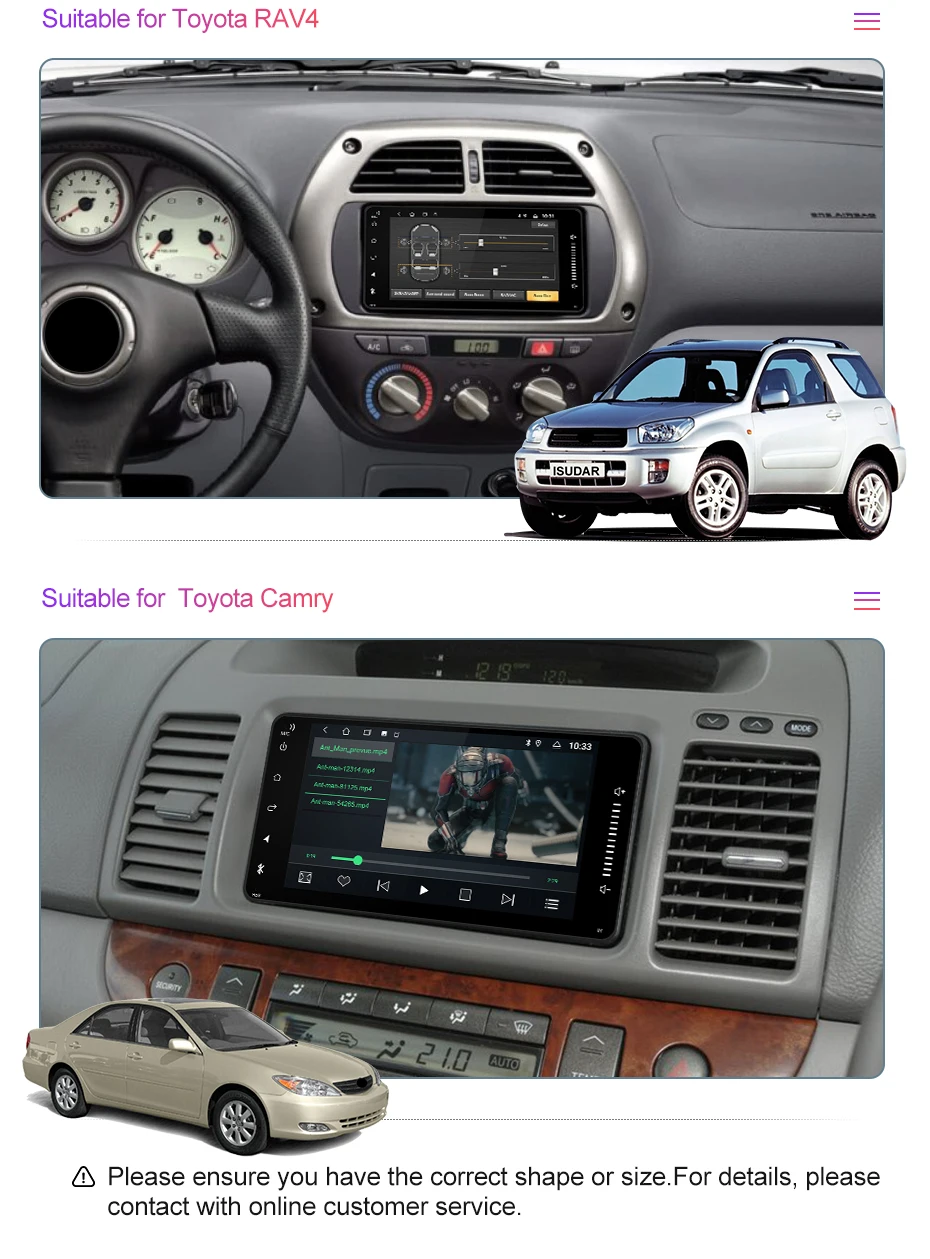Isudar 2 Din Авто Радио Android 9 для Toyota/Corolla/Terios/Altis/RAV4/CAMRY автомобильный мультимедийный видео gps Восьмиядерный rom 32 Гб Камера