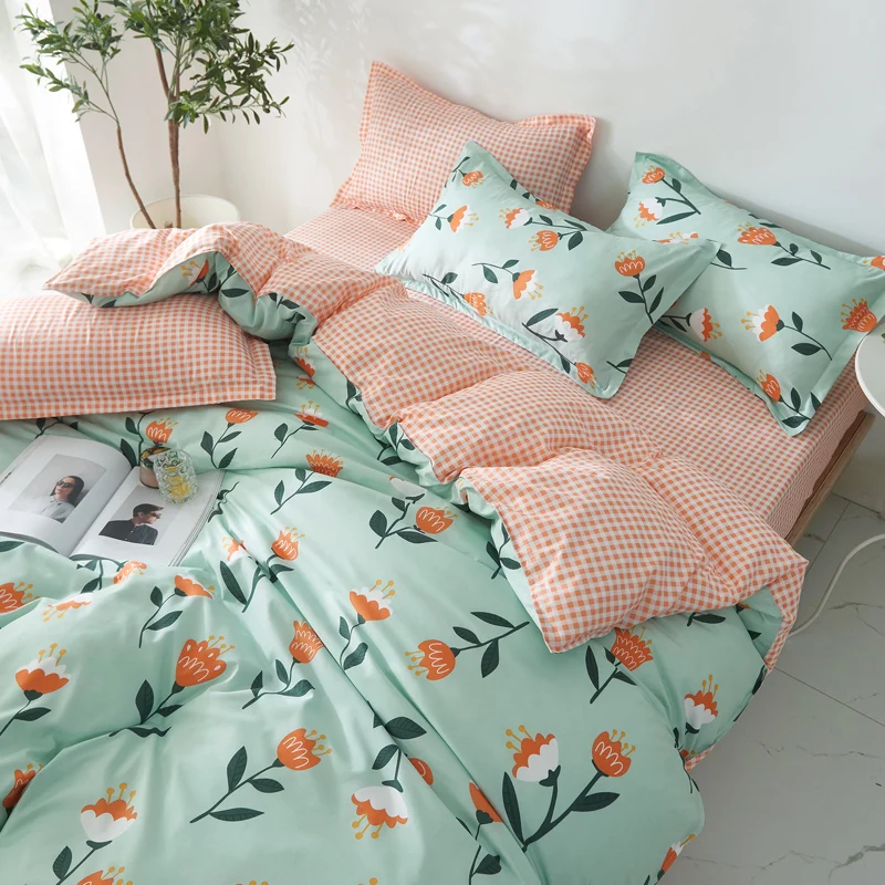 

cartoon flower bed linen for adult kids bedding set queen single twin king size duvet cover bed sheets and pillowcases