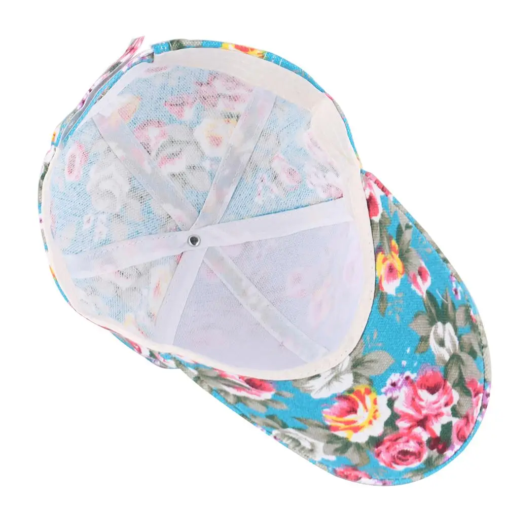 Бейсболка женская с цветочным принтом короткая хлопковая кепка регулируемым