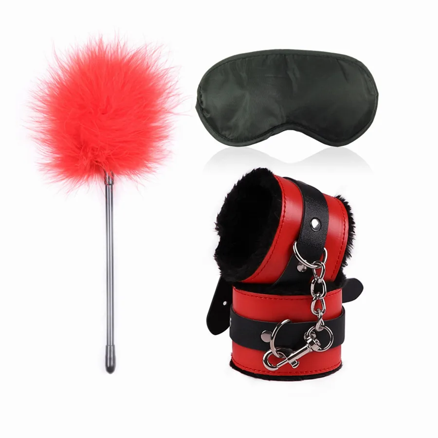 Эротический набор для БДСМ сексуальный кожаный плюшевый сексуального бондажа