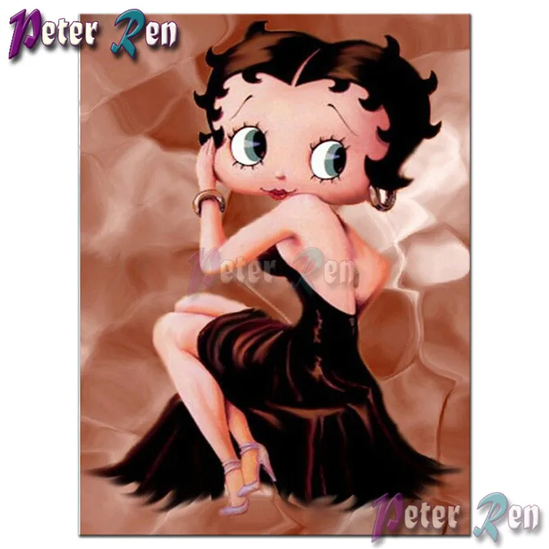 

5d Cartoon Diamond Painting Cross Stitch Girl in black dress DIY full Square\Round Embroidery picture Rhinestone Children gift