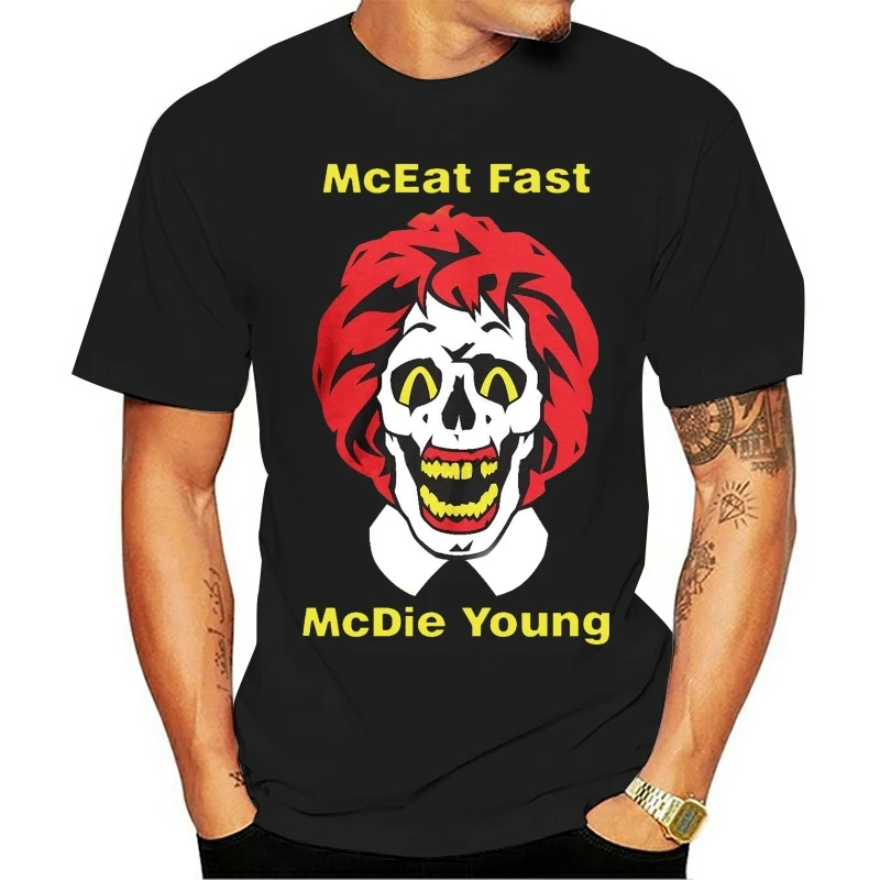 T Shirt 2020 FEAR WHAT YOU WEAR - SUPER SIZED Men McDonald Ronald Zombie Parody | Мужская одежда