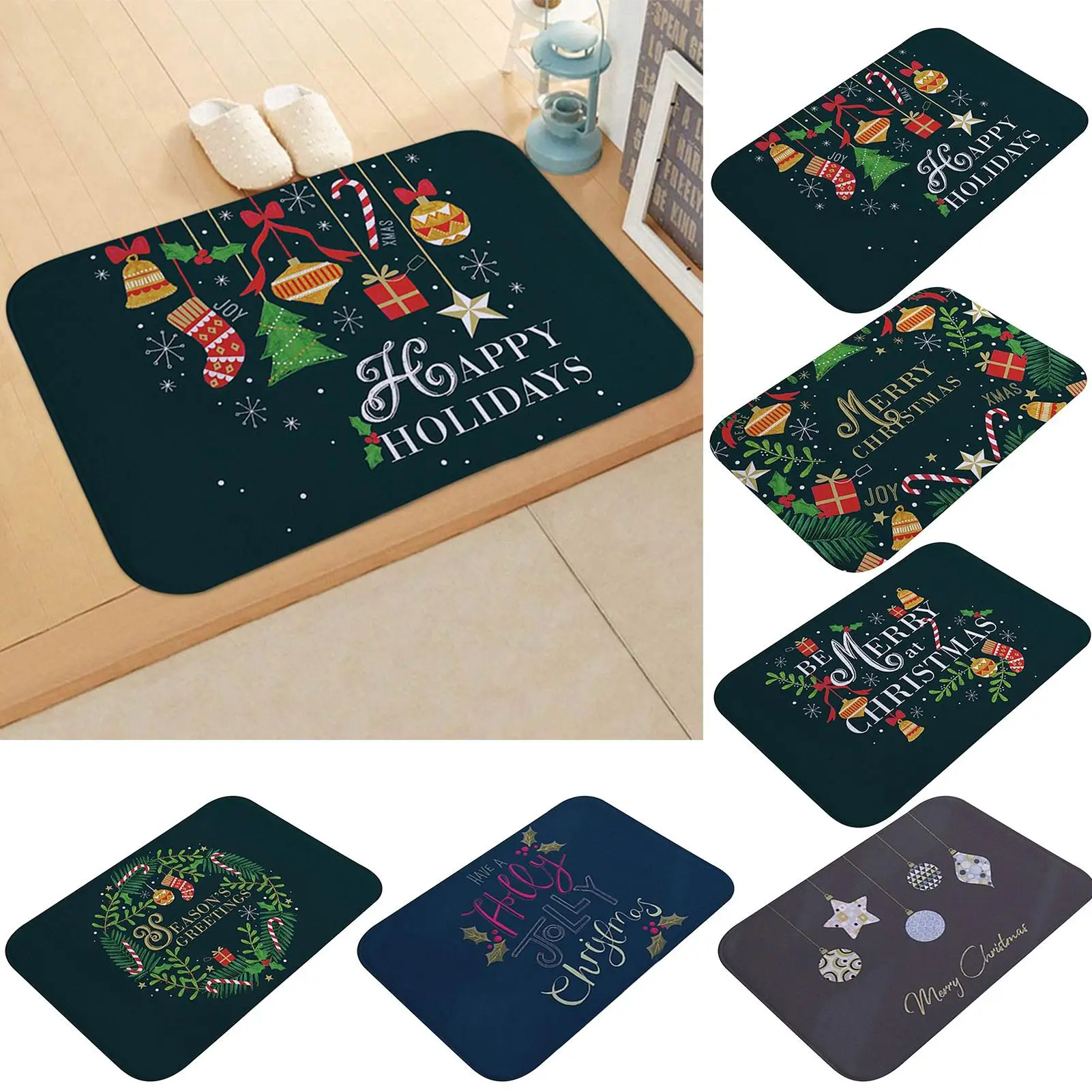 Нескользящий водонепроницаемый Рождественский коврик для ванной кухни