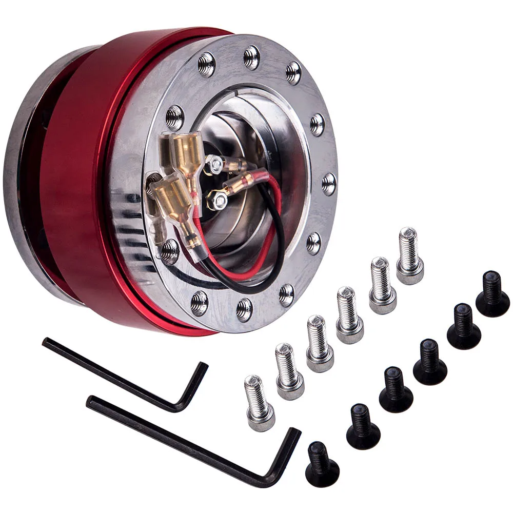 

Aluminum Red 6 holes Adapter QUICK RELEASE SNAP OFF STEERING WHEEL HUB BOSS KIT