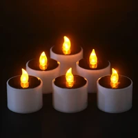 plastic solar energy candle yellow solar power led candlesflameless electronic solar led tea lights lamp for outdoor