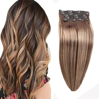 toysww clip in hair extensions human hair ombre chocolate brown to caramel blonde real human hair clip in extensions blonde