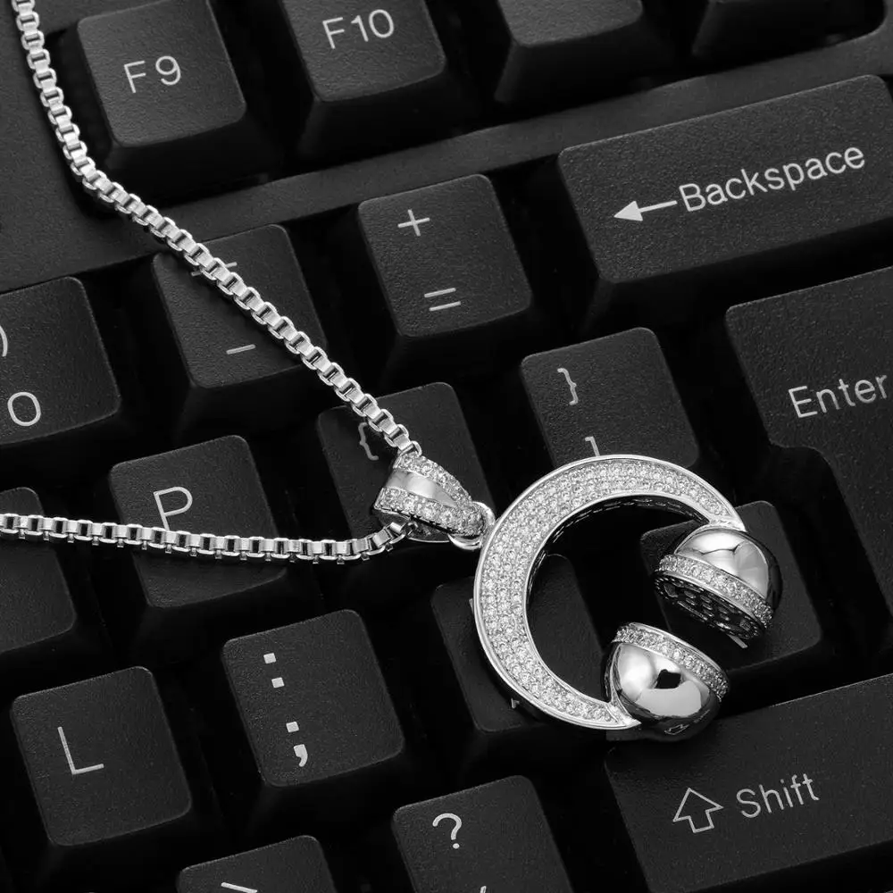 VANAXIN Музыкальная гарнитура DJ беспроводные наушники AAA Iced CZ ожерелье в стиле панк с