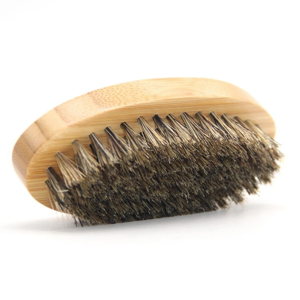 

Natural Eco Friendly Biodegradable Mens Boar Hair Bristle Hard Round Wood Handle Beard Mustache Brush Set