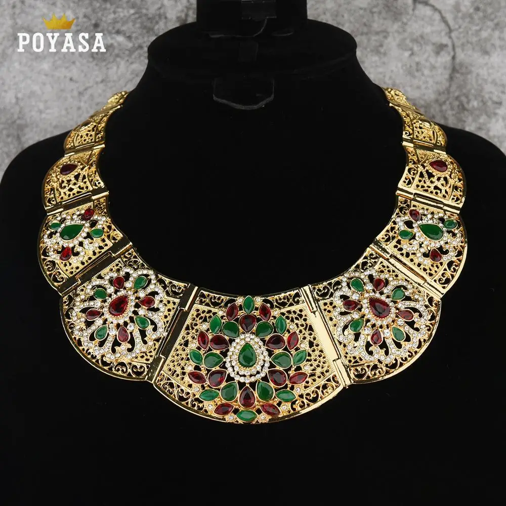 Роскошный свадебный комплект ювелирных изделий красочное ожерелье с