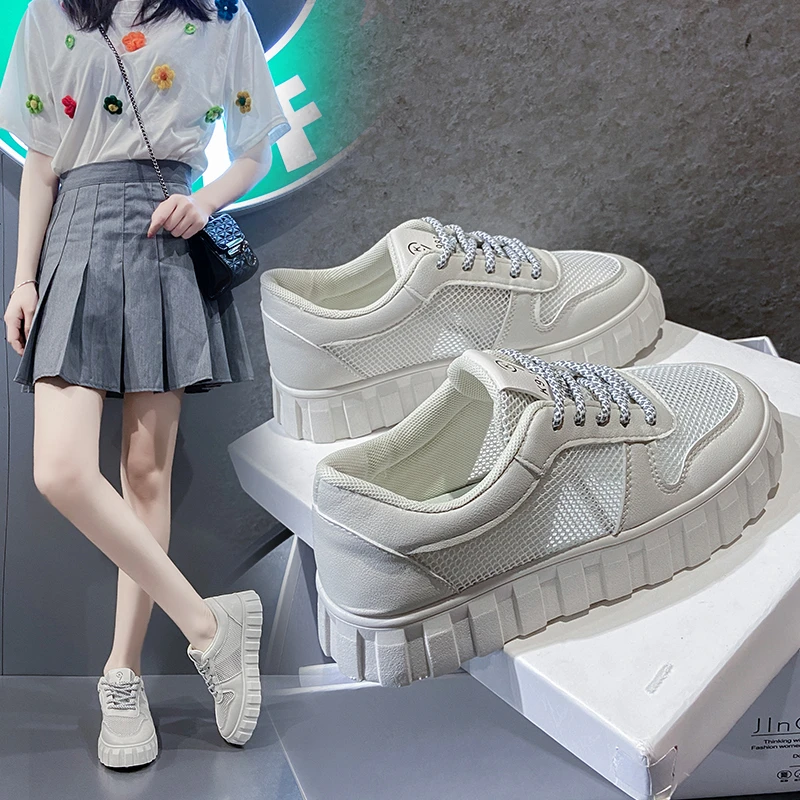 

New Little White Shoes Women's All-match Net Red Flat-bottomed Mesh Breathable Summer 2021 New Trend Sports Shoes