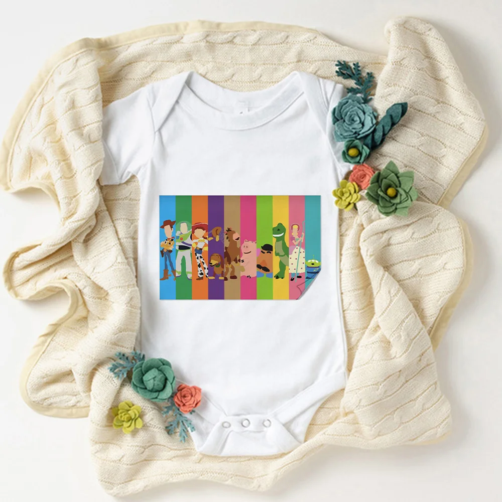 

Newborn Twins Clothing Cartoon Woody And Buzz Lightyear Infant Romper Summer Ropa Bebe White Jumpsuit Kawaii Baby Bodysuit Pack