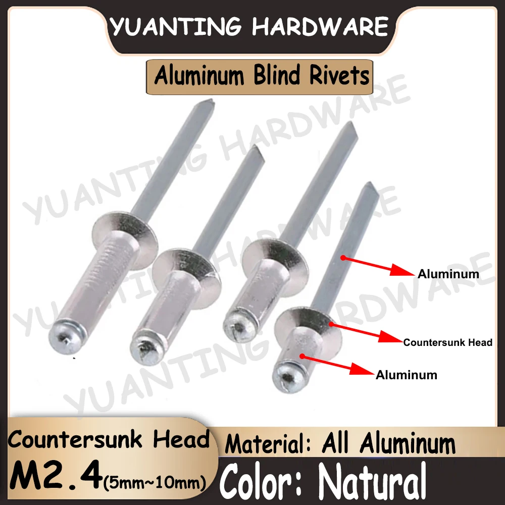 Заклепки алюминиевые с потайной головкой заклепки незамкнутые полые для