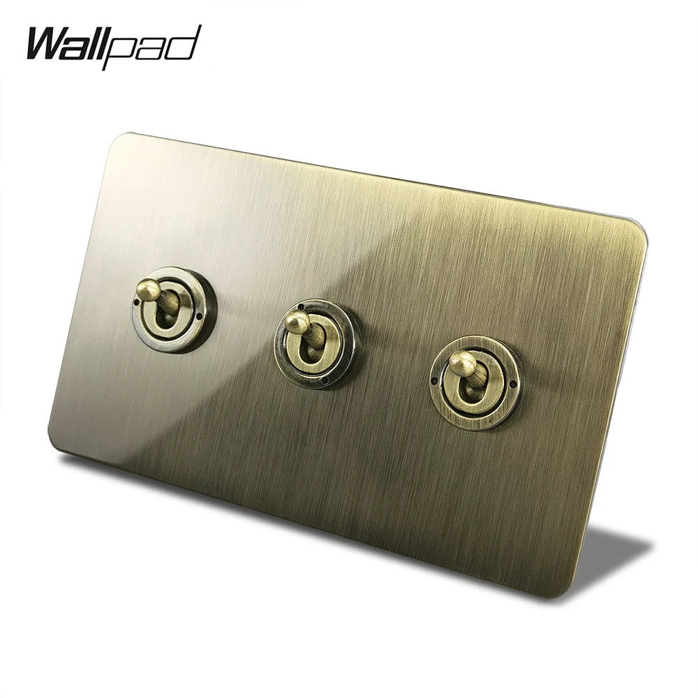Настенный тумблер 3 комплекта античная латунная панель Wallpad серии H6 4 цвета на