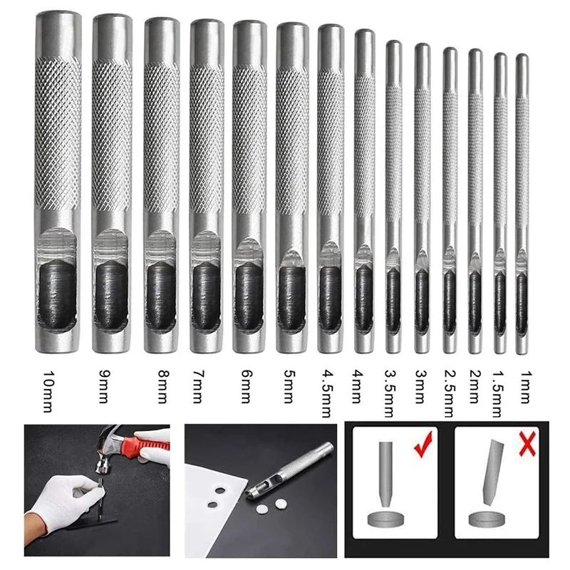10Pcs Round Steel Hollow Punch Set 1-10 Mm Leather Craft Hole Tools For Watch Band Shoe Eyelet | Дом и сад