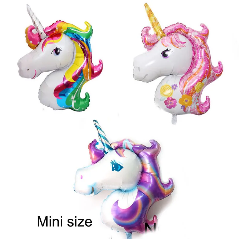 100pc unicorn mix 100 шт./лот) Праздничные шарики с единорогом Мини Размер Голова Единорога фольгированный Шар Детские игрушки для девочек с днем рождения шары - Цвет: 100pc unicorn mix