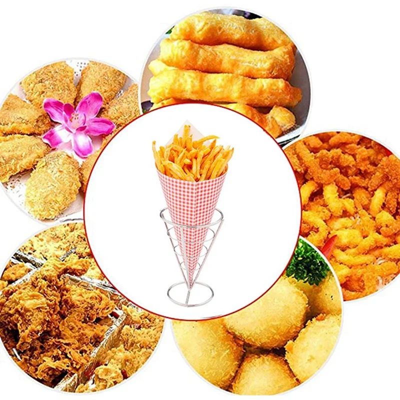 Картофель фри еда подставка держатель чип-конус металлическая проволочная
