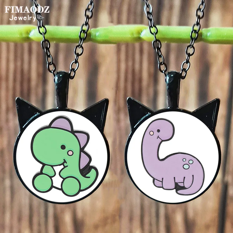 Ожерелье Kawaii с синим и фиолетовым динозавром для женщин подарок на Рождество