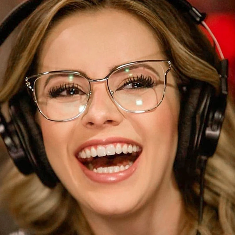 Модные очки в металлической оправе кошачий глаз женские роскошные брендовые