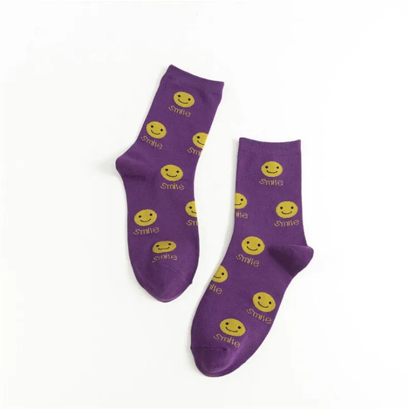 

New Product Pure Cotton Ladies Smiling Face Socks Women Personality Fashion Funny Ankle Socks Girl Calcetines Mujer Sokken
