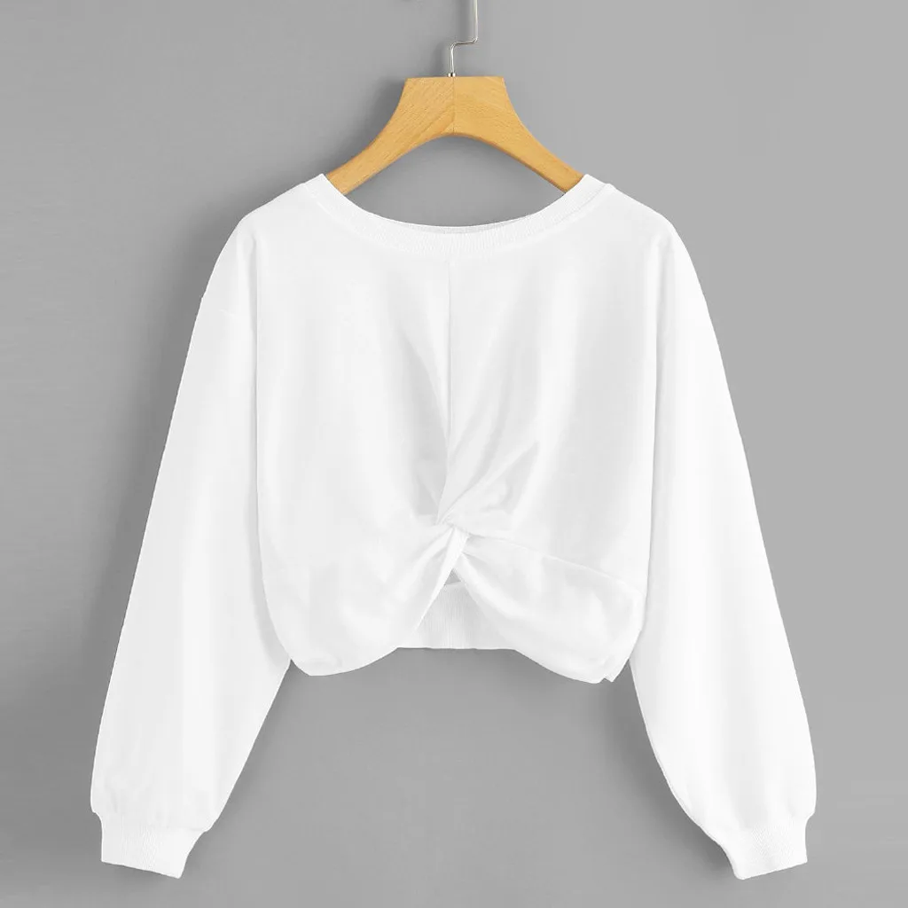 Повседневные короткие пуловеры женские толстовки с высокой талией Топы осенние