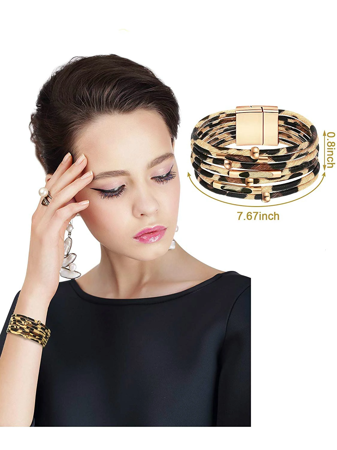 3 Pieces Leopard Bracelets Bohemia Earrings Necklace for Women Girls | Украшения и аксессуары
