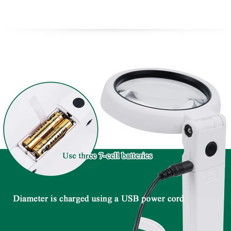 

5X11X Magnifying Glass Dual Use Table Lamp Super Bright Stand Non Slip Hand Held 8 LED Simple Authenticate for Jewelry Repairing