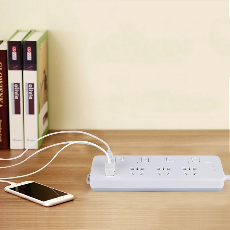 Удлинитель электрический с 3 розетками переменного тока USB-выхода 1 8 м |