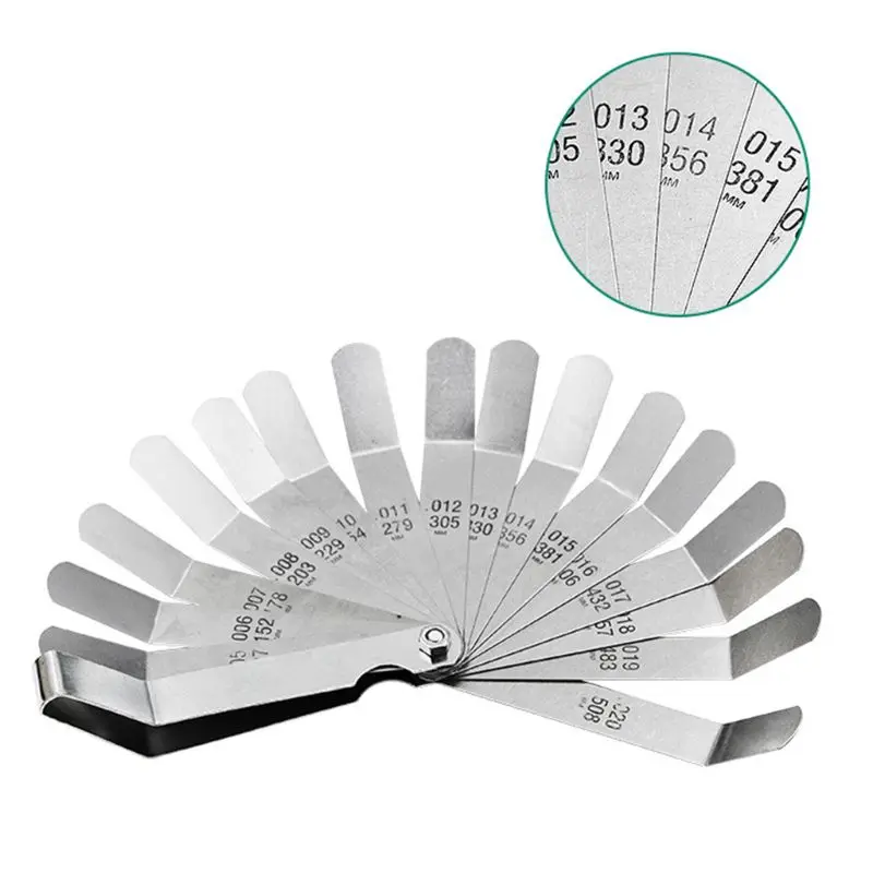 

16 Blades Steel Feeler Gauge Measurement Tool Useful Metric Imperial Filler for Measuring Space Width Thickness