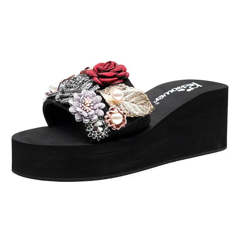 

Women sandals summer flat pearl sandals flip flops rome shoes string bead slippers mujer gladiator sandalias sapatos femininos