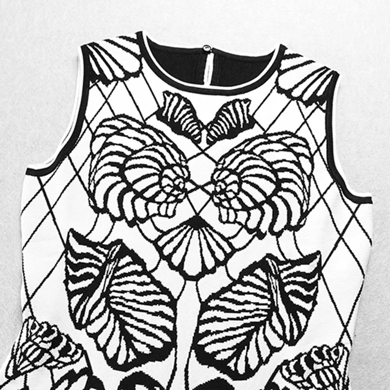 Женское вечернее платье без рукавов модное жаккардовое с геометрическим узором